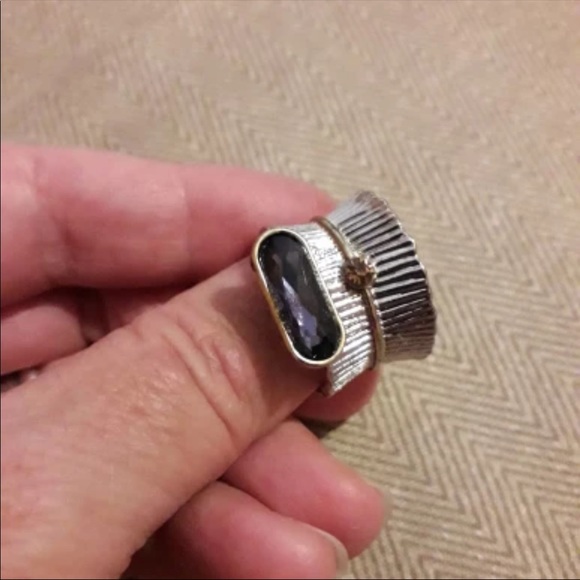 *NEW*Vintage Silver Filled Big Cool Amethyst Ring - Picture 3 of 5